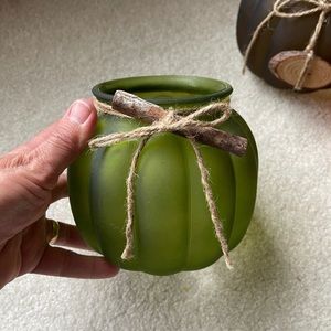 Fall decor candle vase green